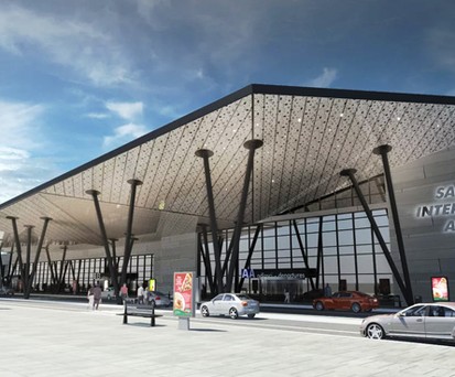 Visualisierung des ausgebauten Terminals in Sarajevo: Der Anbau rechts ...