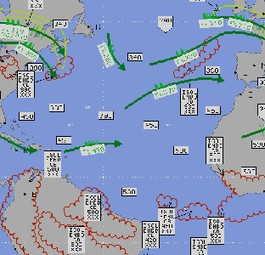 Karte mit Turbulenzen: Häufigkeit dürfte zunehmen.