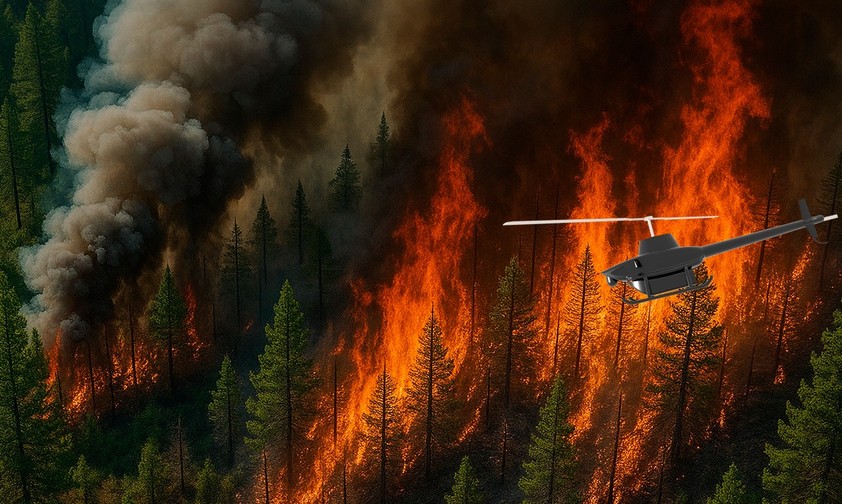 Der Soko von Sky Flare im Einsatz (Montage): Helikopter zur Brandbekämpfung.