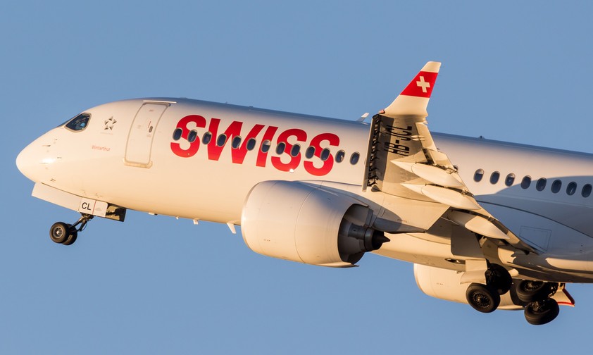 Airbus A220-300 von Swiss: Kam noch als Bombardier C-Series CS300 an.