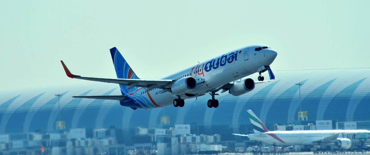 Jet von Flydubai startet am Flughafen Dubai International: Die Route nach Tel Aviv ist vorerst aus dem Programm genommen.