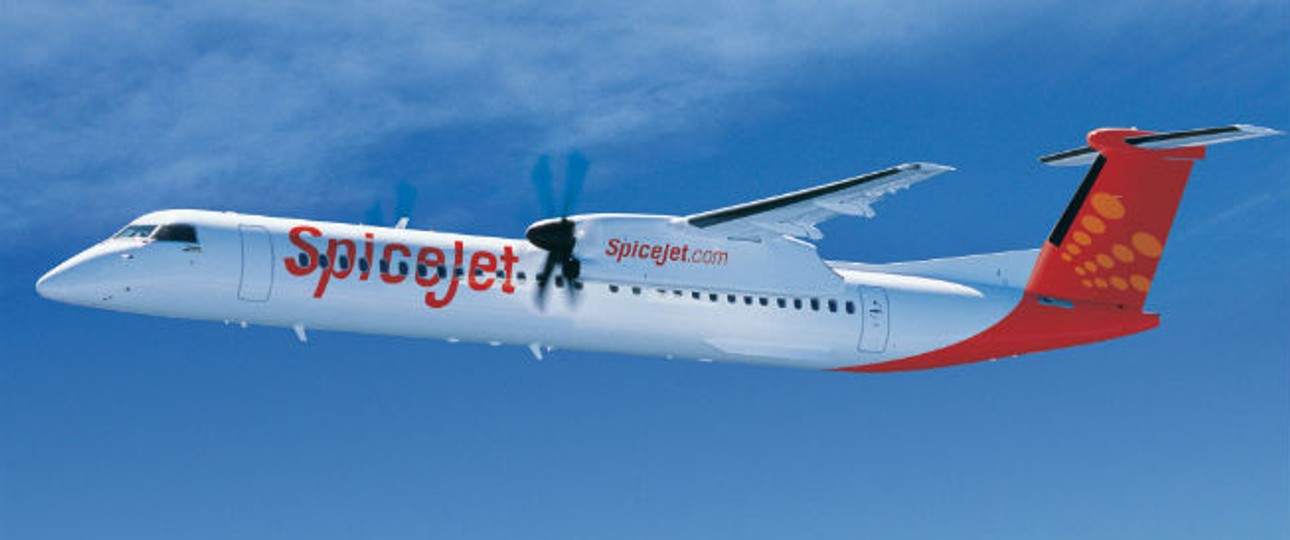 Q400 in Spicejet-Farben: Die Flieger sollen 90 Sitze haben.