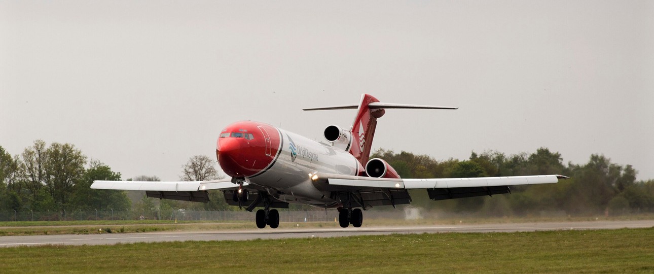 Boeing 727 landet am 28. April am Flughafen Doncaster Sheffield: Es war die erste Landung eines großen Flugzeugs seit 2022.