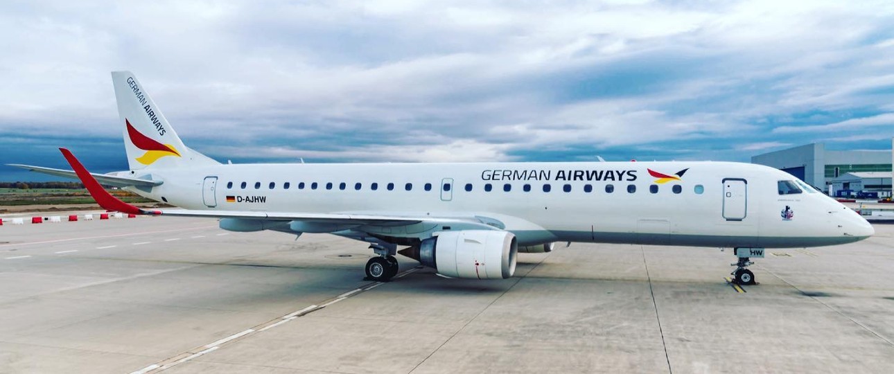 Embraer E190 von German Airways: Bis zu zwei flogen für Green Airlines.