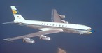 Boeing 707 von Lufthansa: Damit flog die Fluglinie in den 1960ern in die USA - war dort aber wenig bekannt.