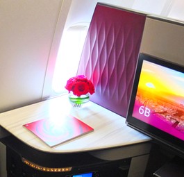 Blick in die neue Business Class von Qatar Airways: Die Sitze machen noch Probleme.