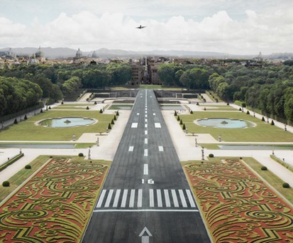 Die Landebahn wird in den barocken Garten gelegt: «Durch pure Geometrie wird der Raum definiert» sagt Architekturstudent Lukas Hüsser.