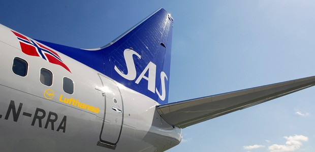 Heckflosse eines Jets von SAS: Lufthansa zeigt Interesse.