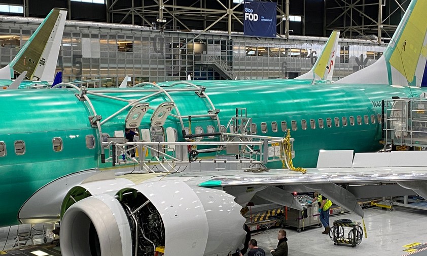 737-Max-Produktion bei Boeing: Einige Rümpfe kamen mit Fehler an.