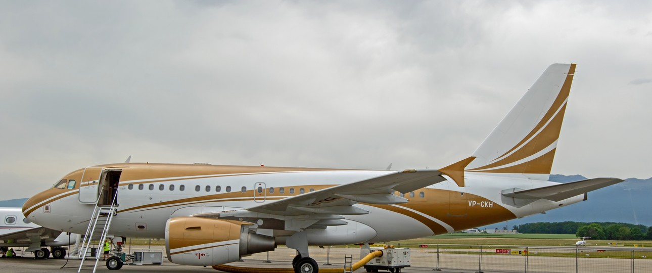 Businessjet-Messe Ebace 2022 in Genf: Ein Airbus A318 in VIP-Version.