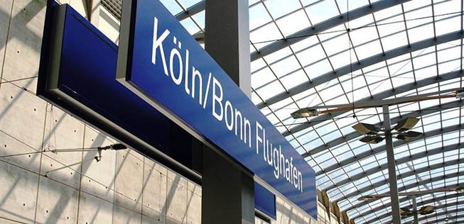 Bahnhof des Flughafens Köln/Bonn: bis hierhin kommt man derzeit noch ohne Probleme.