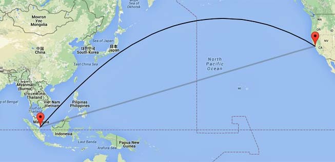 San Francisco – Singapur: Eine Strecke von 13.593 Kilometern.
