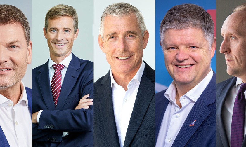 Jens Bischof (Eurowings), Max Kownatzki (Sun Express), Greg Foran (Air New Zealand), Jacob Schram (Norwegian), Dieter Vranckx (Brussels Airlines).