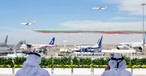 Blick aufs Dubai-Airshow-Gelände: Langstreckenjets gefragt.