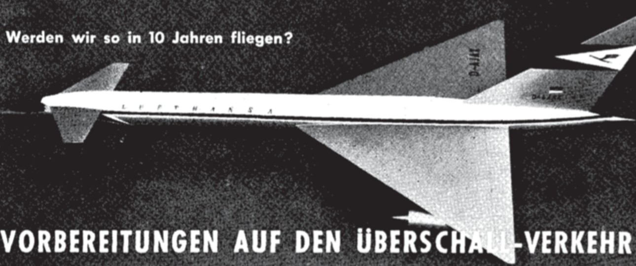 Aus der Mitarbeiterzeitung Lufthanseat, 1961: So stellte man sich Überschalljets vor.