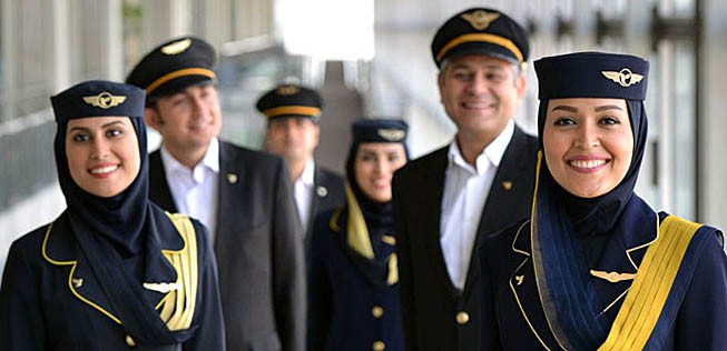 Crew von Iran Air: Die Fluggesellschaft arbeitet mit Lufthansa zusammen.