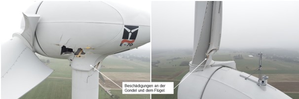 Die Schäden an der Windkraftanlage.