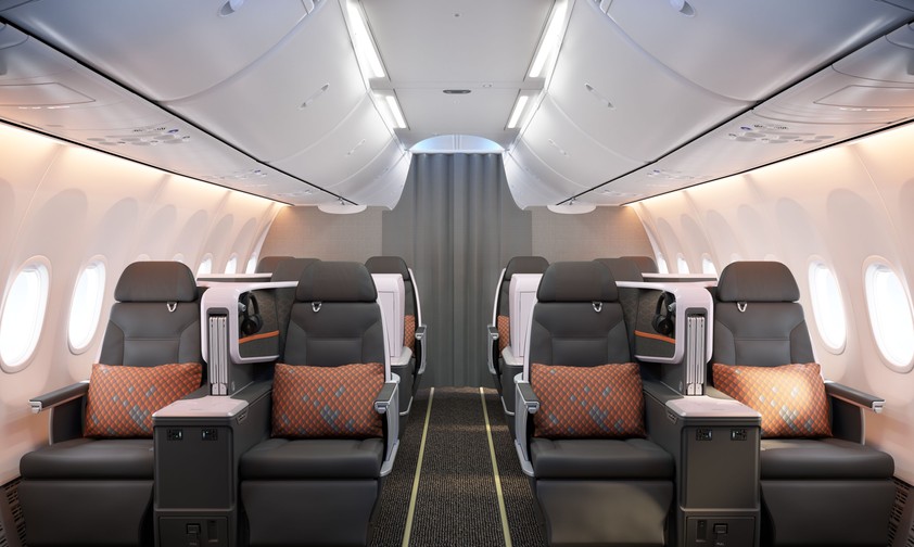 Zehn Business-Class-Sitze gibt es in den Boeing 737 Max von Singapore Airlines.