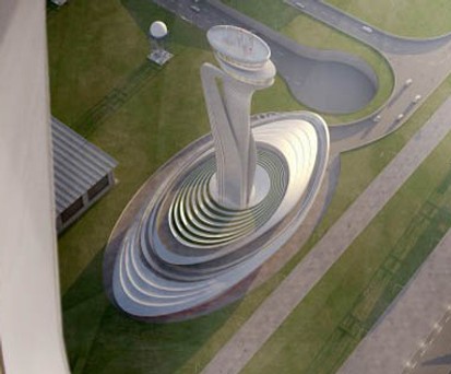Der neue Kontrollturm am Flughafen Istanbul: Noch gibt es für die Losten kaum Arbeit.