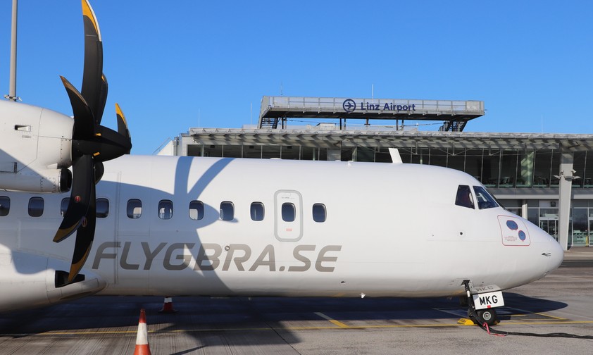 ATR von Braathens für Austrian am Flughafen Linz: bald ist es vorbei.