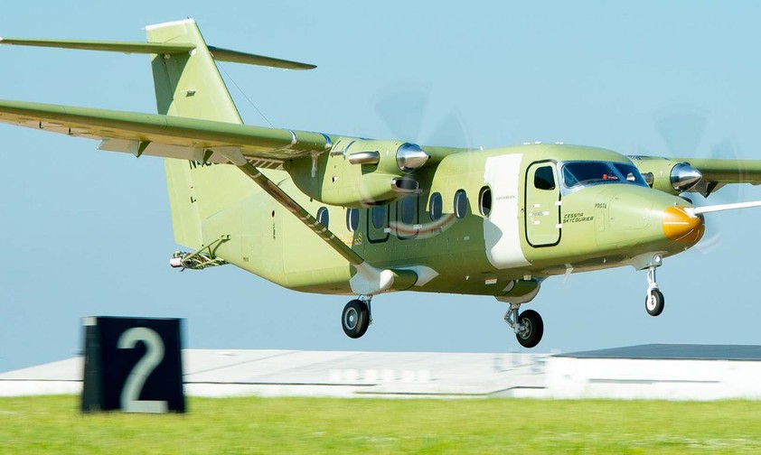The first twenty seconds in the air: Textron's Cessna 408 Sky Courier on its first flight.