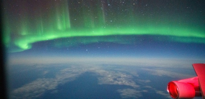 Das Sofia-Team teilte dieses Foto bei Twitter und erklärte dazu: «Kurz vor der Absage des restlichen Einsatzes auf der Südhalbkugel konnte Sofia einen Blick auf die Aurora Borealis erhaschen.»