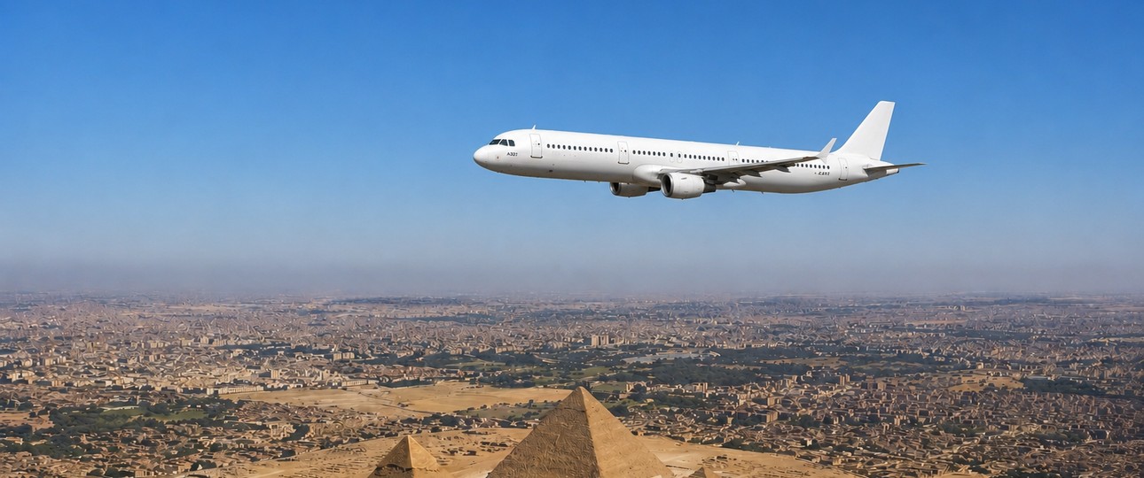 Airbus A321 über den Pyramiden: In Ägypten soll in diesem Jahr eine neue Airline an den Start gehen.