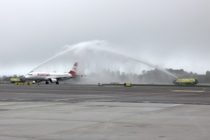 Begrüßung von Austrian Airlines in Bergen.