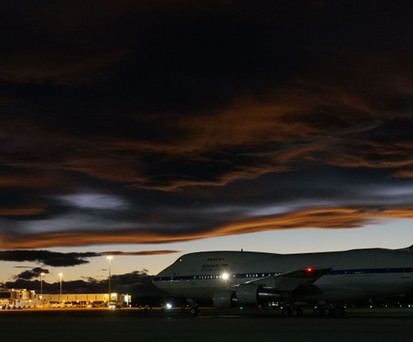Die zur fliegenden Sternwarte Sofia umgebaute Boeing 747 SP in Christchurch in Neuseeland: Wurde während eines Sturmes beschädigt.