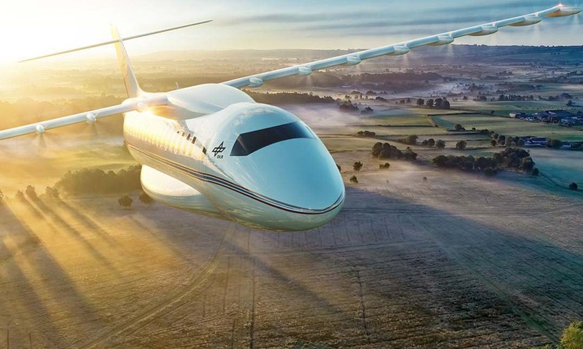 Konzeptgrafik eines hybriden Flugzeuges: Sehen so die Passagierflieger der Zukunft aus?