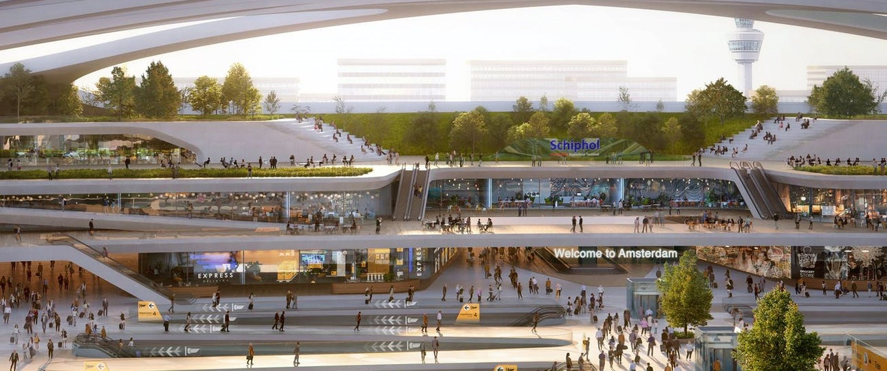 Mock-up of a future Hyperloop station at the airport in Amsterdam: The Royal Schiphol Group believes in technology.