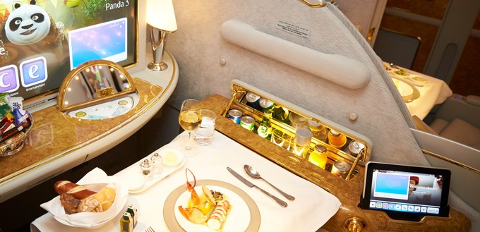 ... oder hier in der First Class eines Airbus A380 - aber sie sind nicht gekühlt.