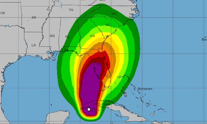 Erwartete Windstärken von Ian in Florida: Heftige Sturmfluten.