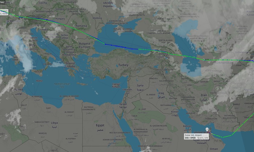 Umweg von AF662: Mehrere Stunden zusätzlich geflogen.