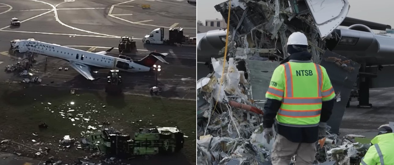 Die Unglücksstelle aus der Luft und das Wrack der CRJ 900 aus der Nähe: Dokumentiert von der NTSB.