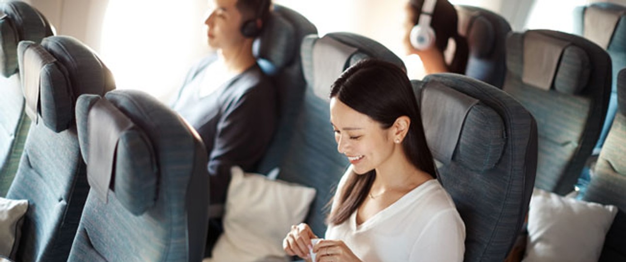 Economy Class von Cathay: In der Boeing 777 wird es enger.
