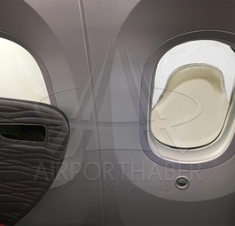 The damaged window of Turkish Airlines' first Dreamliner...