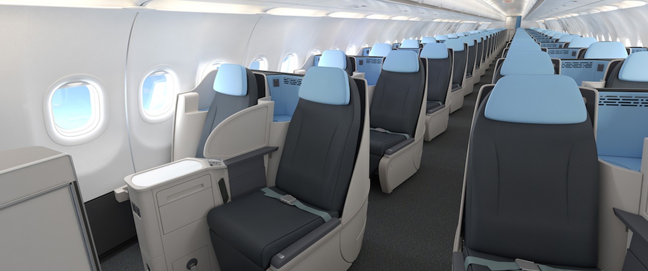 Die Kabine der A321 Neo von La Compagnie: 76 Sitze in ...