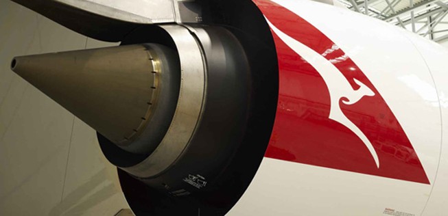 Triebwerk eines Qantas-A380: Die Airline will mit American gemeinsame Sache machen.