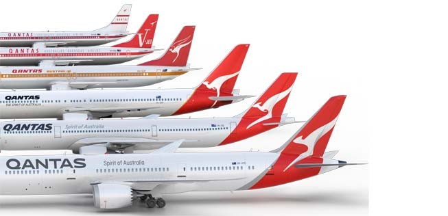 Ein Überblick über alle Bemalungen der Qantas-Firmengeschichte.