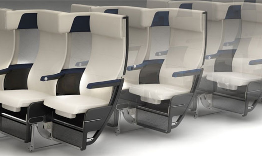 Der neue Sitz Cozy Suite: er ist versetzt und dadurch platzsparend: und soll so für Passagiere und Airlines vorteilhaft sein.
