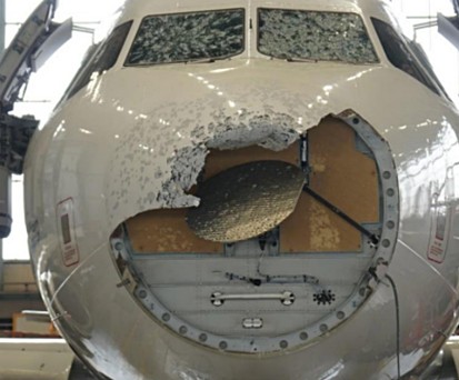 Der Airbus A320 von Austrian Airlines: An 15 Stellen beschädigt.