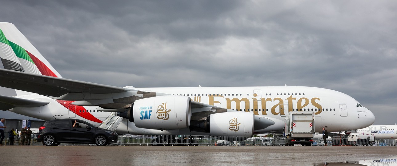 Airbus A380 von Emirates auf der ILA Berlin 2024: Die Golf-Airline will nach Berlin.