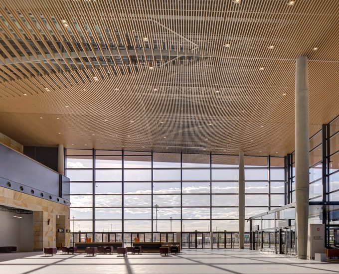 western sydney airport terminal fertig  Terminal Entrance Internal2 Credit-Brett Boardman