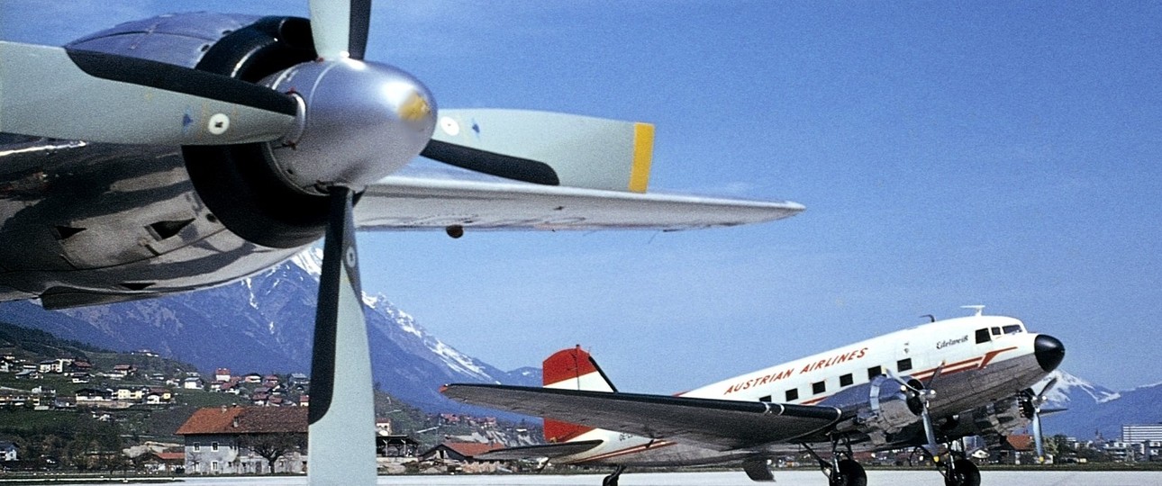 Austrian Airlines in den 60er Jahren am Flughafen Innsbruck: Lange Geschichte.