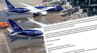 Jubiläumsflieger von Lufthansa, Mail des Vorstands (Faksimile): Die Gruppe spart kräftig