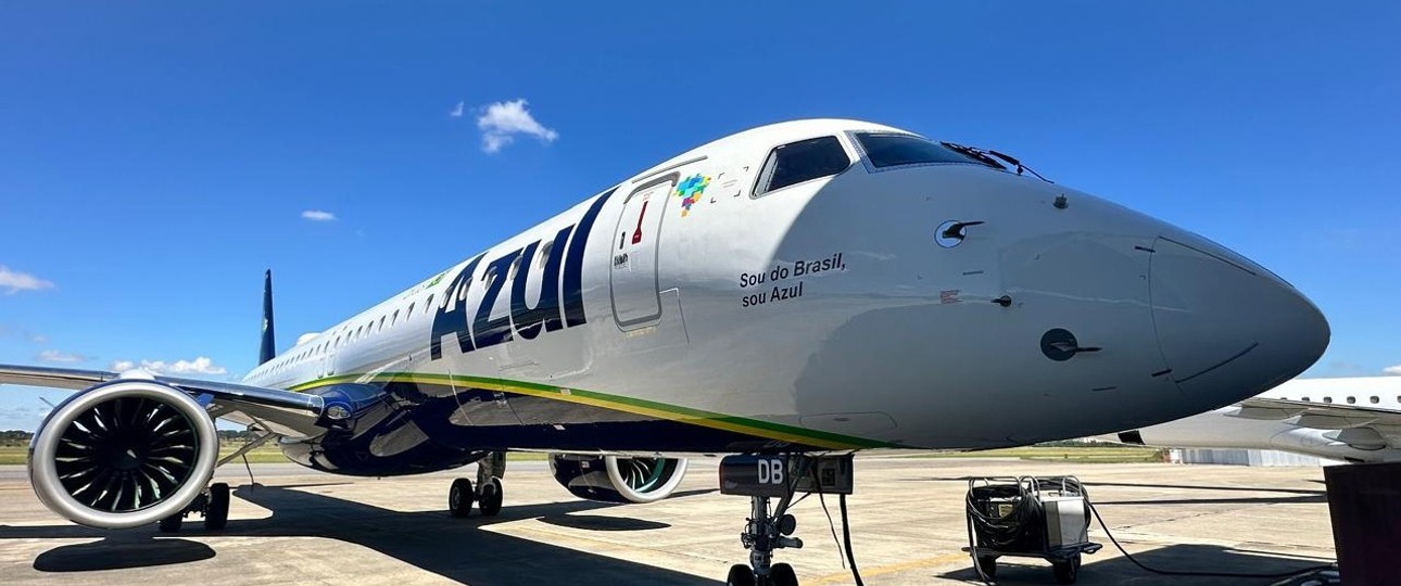 Embraer E195-E2 vom Azul: Die brasilianische Fluglinie ließ das Modell kurzzeitig ganz am Boden.