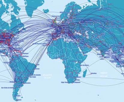 Information und Werbung zugleich: Flugpläne geben das Streckennetz der Airlines realitätsnah wieder.