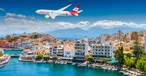 Boeing 777 von Austrian Airlines über Kreta (Montage): Bald wirklich zu sehen.