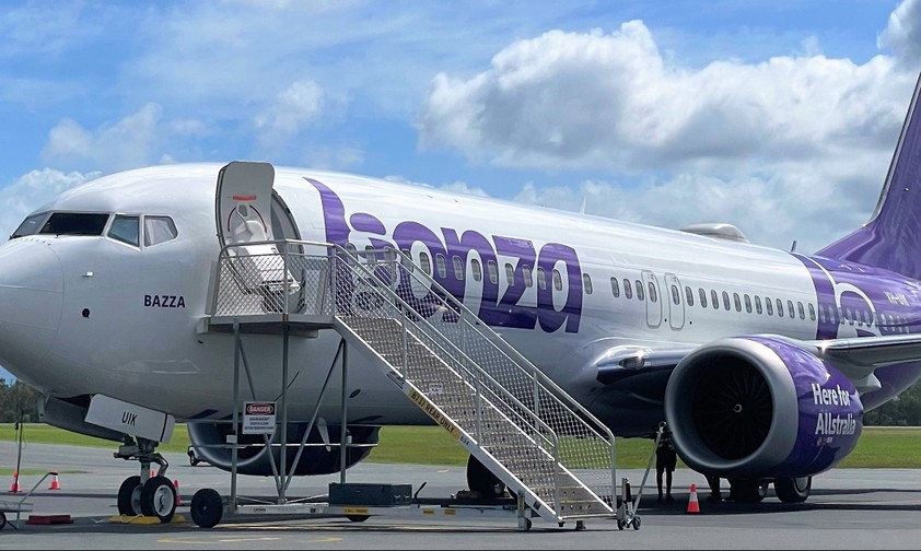 Bonzas Boeing 737 Max 8 mit dem Namen Bazza: Absolvierte den ersten Flug der Airline.